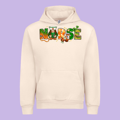 St Patricks Day Nurse With Gnome Urban Hoodie Designed By Nancycooperartshop