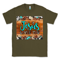 Army Green jesus loves you Classic Tee - JahusDesignShop