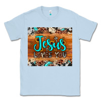 Dusty Blue jesus loves you Classic Tee - JahusDesignShop