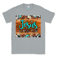 Heather Grey jesus loves you Classic Tee - JahusDesignShop