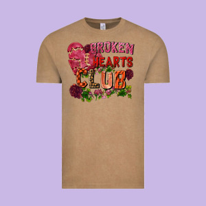 Broken Heart Club Vintage Tee Designed By Fadigitalartstudio