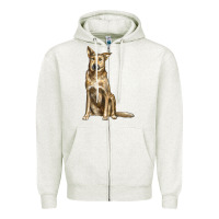 Oatmeal Heather chinook dog Zipper Hoodie - LillyAllenDesigns