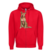 Red chinook dog Zipper Hoodie - LillyAllenDesigns