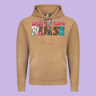 Wife Mom Nurse Vintage Hoodie Designed By Texasbilliewilder