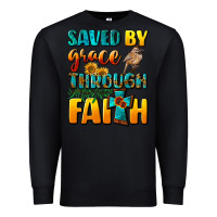 Black saved by grace through faith Premium Sweatshirt - NancyCooperArtShop