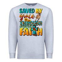 Heather Grey saved by grace through faith Premium Sweatshirt - NancyCooperArtShop