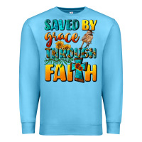Ocean Blue saved by grace through faith Premium Sweatshirt - NancyCooperArtShop