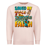 Pale Pink saved by grace through faith Premium Sweatshirt - NancyCooperArtShop