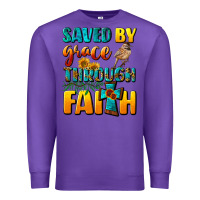 Purple saved by grace through faith Premium Sweatshirt - NancyCooperArtShop