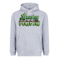 Heather Grey lucky mama Heavyweight Hoodie - MaliasSmallBusiness