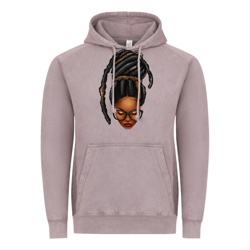 Afro Woman Faux Jumbo Locs Vintage Hoodie by texasbilliewilder | Teevron