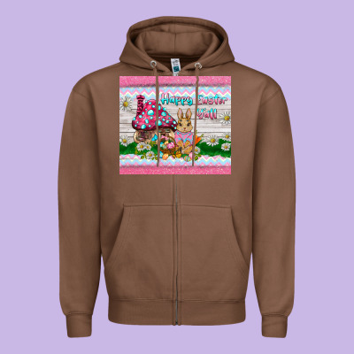 Happy Easter Y'all  Rabbit Zipper Hoodie Designed By Barkaloodesign