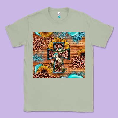 Leopard Cross Sunflower Classic Tee Designed By Jahusdesignshop