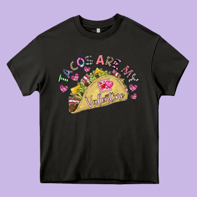 Tacos Are My Valentine Heavy Core Tee Designed By Cowhidedigitalart