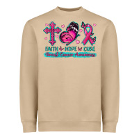 Mushroom Faith Hope Cure Breast Cancer Awareness Heavyweight Sweatshirt - texasbilliewilder