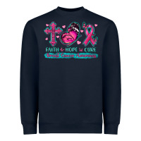 Navy Faith Hope Cure Breast Cancer Awareness Heavyweight Sweatshirt - texasbilliewilder