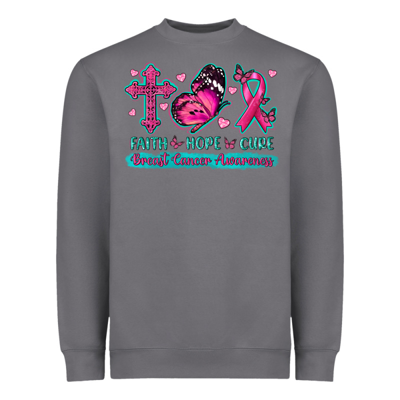 Faith Hope Cure Breast Cancer Awareness Heavyweight Sweatshirt by texasbilliewilder | Teevron
