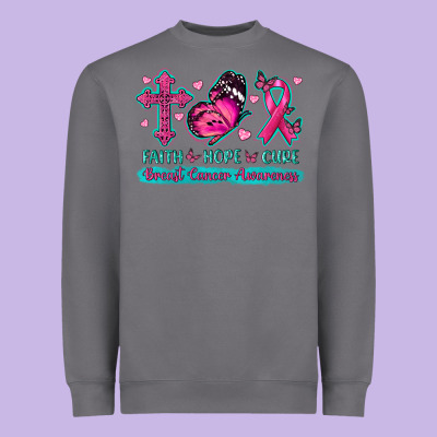 Faith Hope Cure Breast Cancer Awareness Heavyweight Sweatshirt Designed By Texasbilliewilder