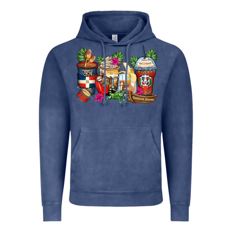 Dominican Republic Coffee Cups Vintage Hoodie by Zillion Design Studio | Teevron