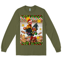 Army Green Christmas rooster Long Sleeve Tee - Artiststas