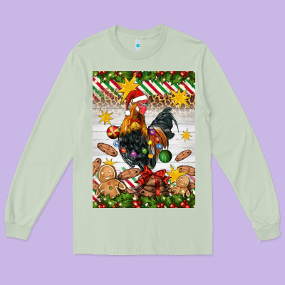 Christmas Rooster Long Sleeve Tee Designed By Artiststas
