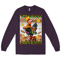 Plum Christmas rooster Long Sleeve Tee - Artiststas