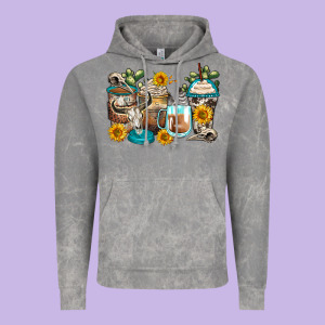 Bull Skull Coffee Cups Vintage Hoodie Designed By Zillion Design Studio