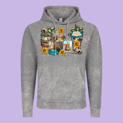 Bull Skull Coffee Cups Vintage Hoodie Designed By Zillion Design Studio