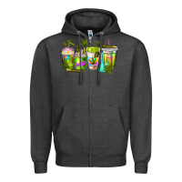 Charcoal Heather coffee cups Zipper Hoodie - NancyCooperArtShop