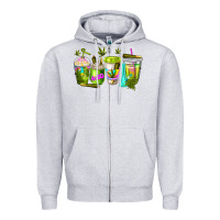 Heather Grey coffee cups Zipper Hoodie - NancyCooperArtShop
