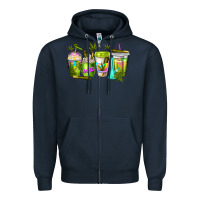 Navy coffee cups Zipper Hoodie - NancyCooperArtShop