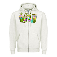 Oatmeal Heather coffee cups Zipper Hoodie - NancyCooperArtShop
