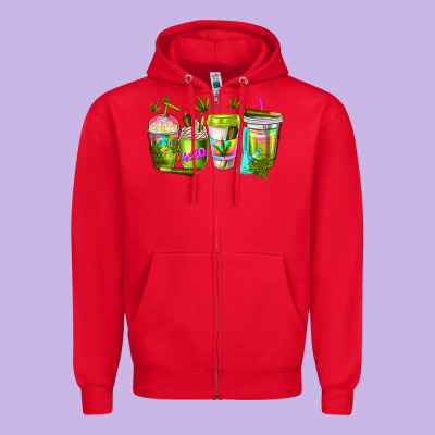 Coffee Cups Zipper Hoodie Designed By Nancycooperartshop