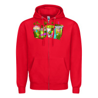 Red coffee cups Zipper Hoodie - NancyCooperArtShop