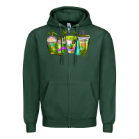 Sports Green coffee cups Zipper Hoodie - NancyCooperArtShop