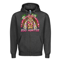Charcoal Heather easter pink camouflage egg hunter  bunny rainbow Zipper Hoodie - BarkalooDesign