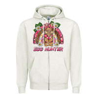 Oatmeal Heather easter pink camouflage egg hunter  bunny rainbow Zipper Hoodie - BarkalooDesign