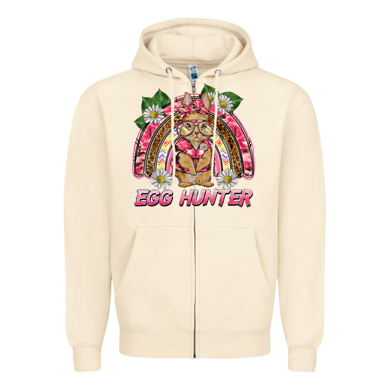 Easter Pink Camouflage Egg Hunter  Bunny Rainbow Zipper Hoodie by BarkalooDesign | Teevron