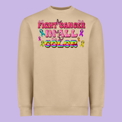 Fight Cancer In All Color Heavyweight Sweatshirt Designed By Texasbilliewilder