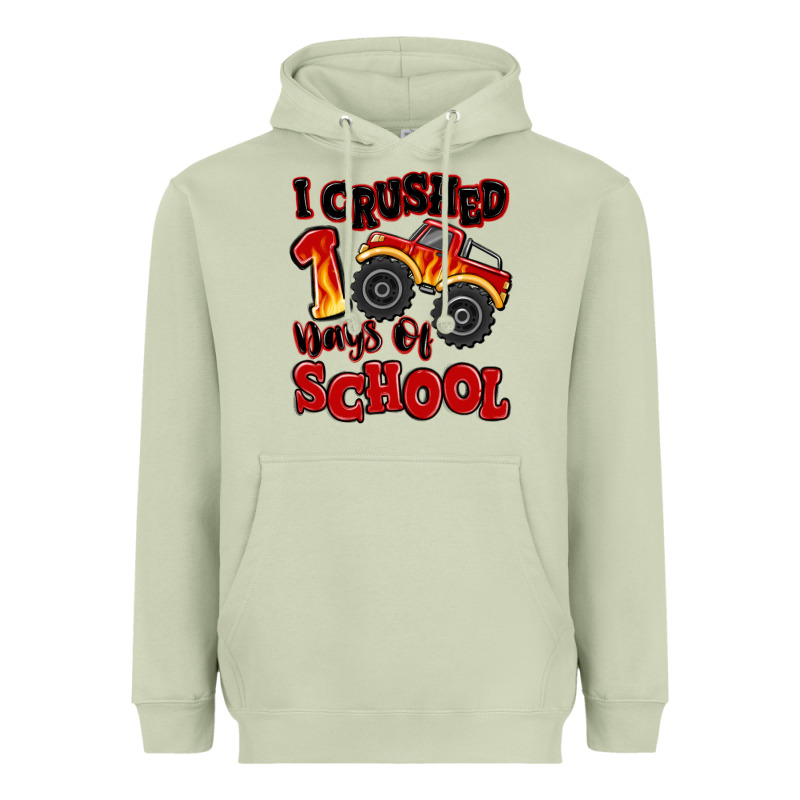 I Crushed 100 Days Of School Monster Truck Heavyweight Hoodie by MaliasSmallBusiness | Teevron