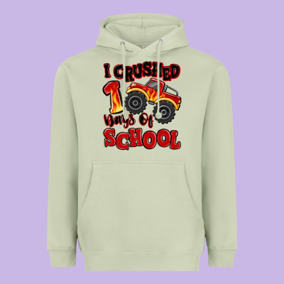 I Crushed 100 Days Of School Monster Truck Heavyweight Hoodie Designed By Maliassmallbusiness