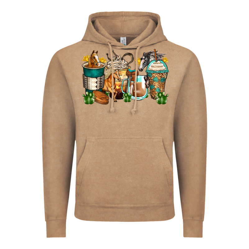 Horses Coffee Cups Vintage Hoodie by Zillion Design Studio | Teevron