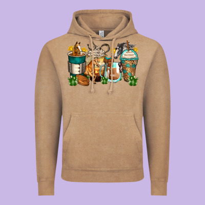 Horses Coffee Cups Vintage Hoodie Designed By Zillion Design Studio