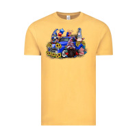 Vintage Mustard 4th of July gnomes with truck Vintage Tee - CowGirlArtShop