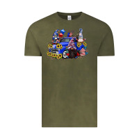Vintage Olive 4th of July gnomes with truck Vintage Tee - CowGirlArtShop