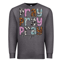 Charcoal Heather pray on it pray over it pray through it Premium Sweatshirt - NancyCooperArtShop
