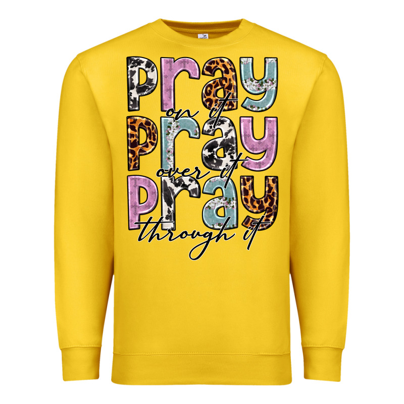 Pray On It Pray Over It Pray Through It Premium Sweatshirt by NancyCooperArtShop | Teevron