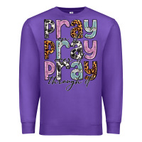 Purple pray on it pray over it pray through it Premium Sweatshirt - NancyCooperArtShop