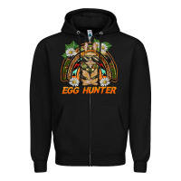 Black easter egg hunter  rabbit rainbow Zipper Hoodie - BarkalooDesign