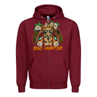 Burgundy easter egg hunter  rabbit rainbow Zipper Hoodie - BarkalooDesign